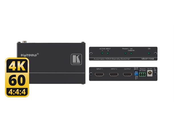 Kramer Switch 2x1 HDMI Auto 4K60 18Gbps Audio CC HDCP 2.2 